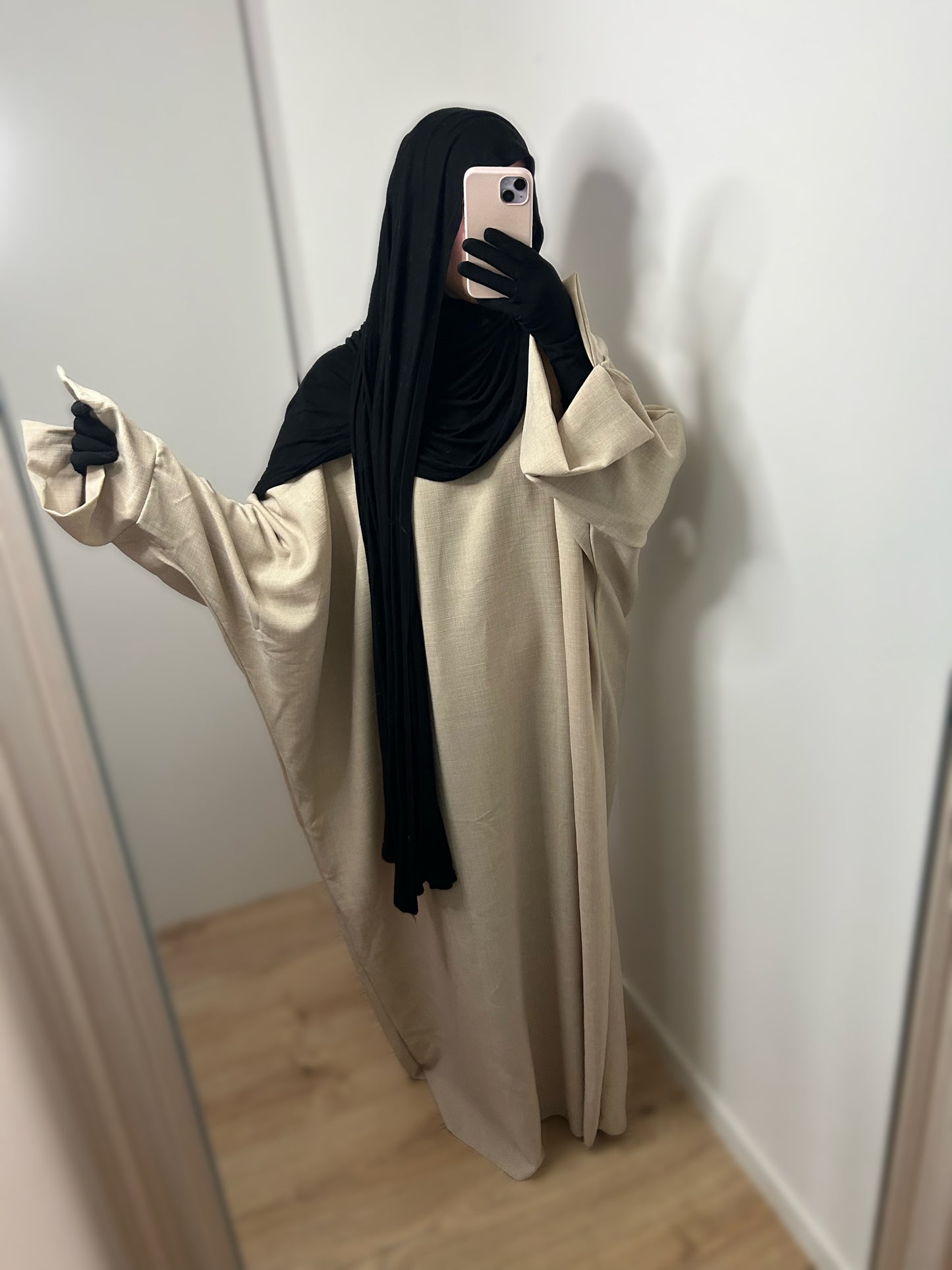 Abaya effet lin - Beige