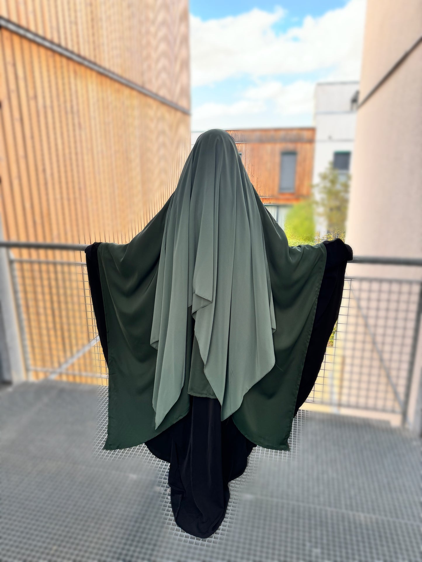 Khimar Sittar bi-couleur Juwayriya - Vert / Vert d’eau