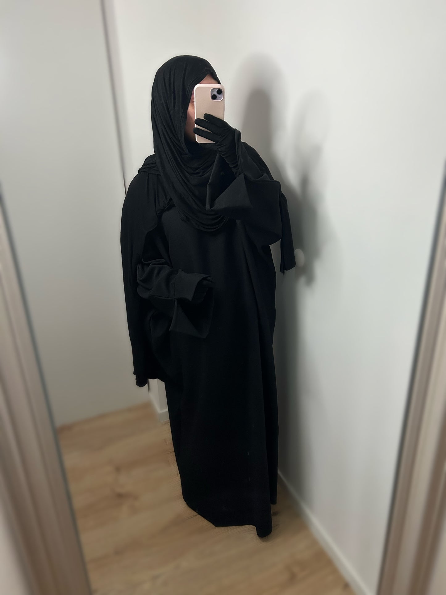 Abaya effet lin - Noir