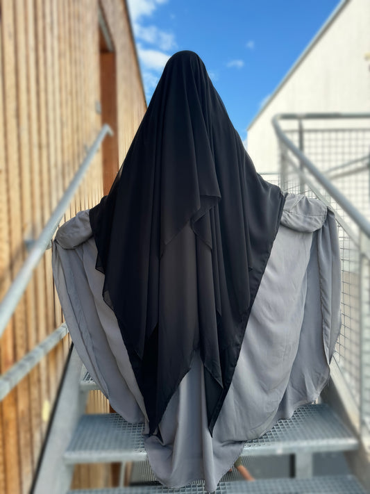 Khimar Sittar bi-couleur Juwayriya - Noir