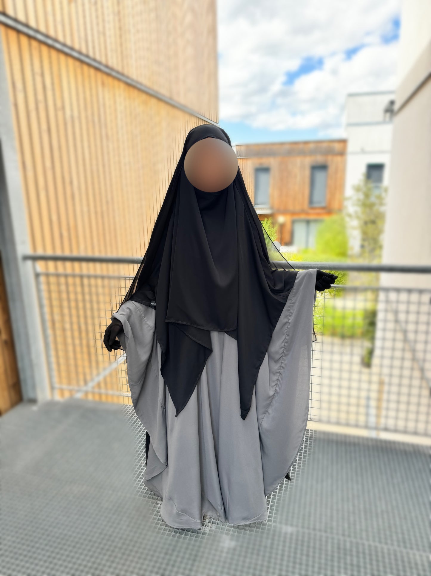 Khimar Sittar bi-couleur Juwayriya - Noir