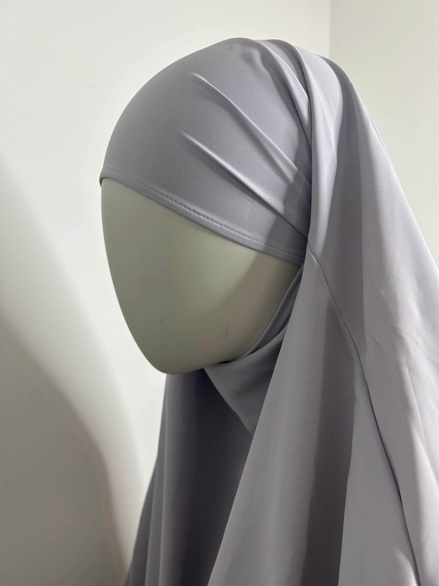 Khimar long en Soie de Médine - Gris clair