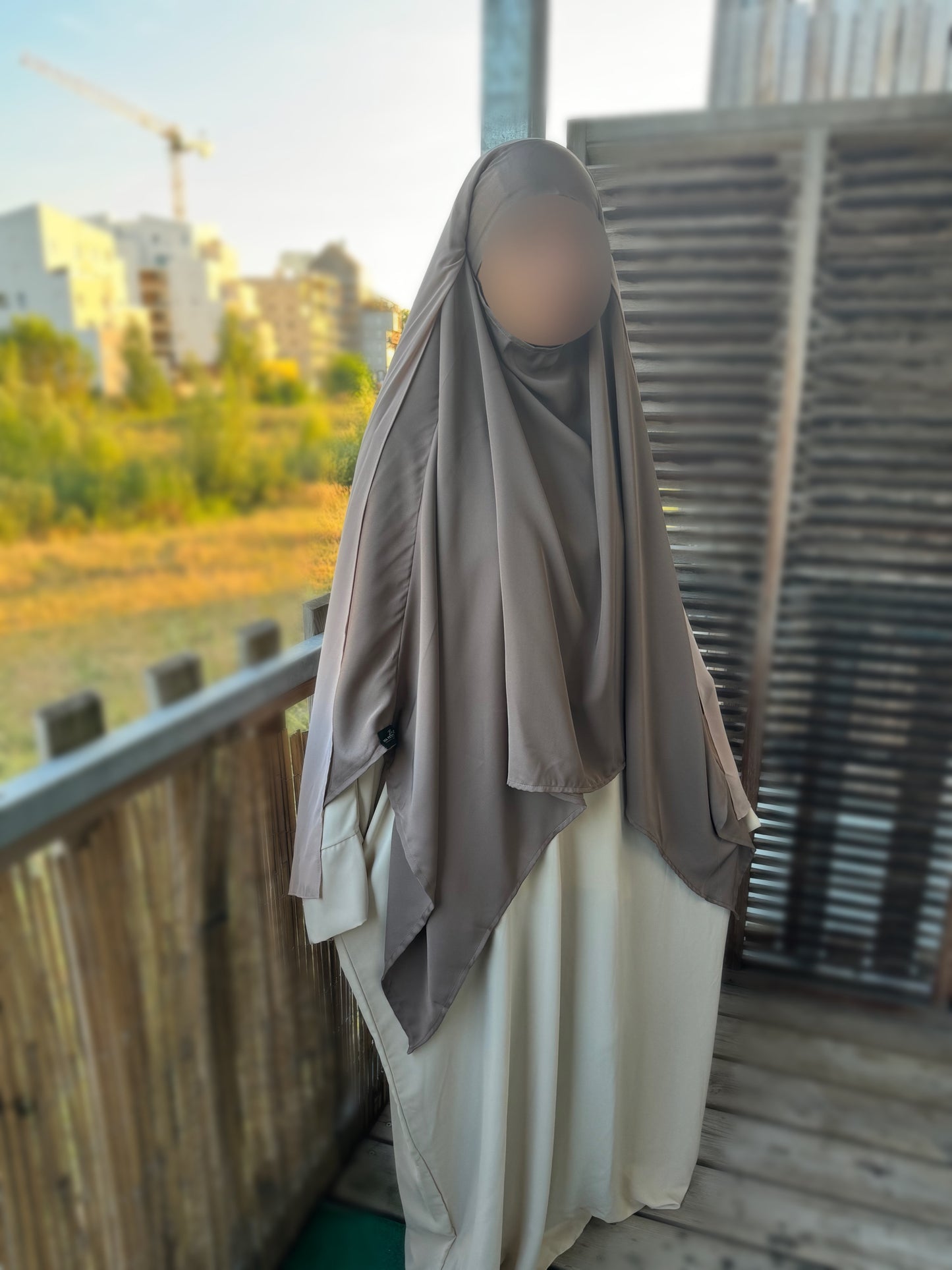 Khimar Sittar bi-couleur Juwayriya - Taupe / Beige