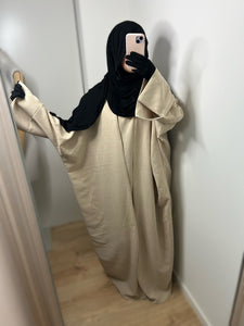 Ensemble kimono + abaya effet lin - Beige