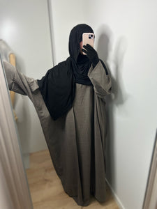 Ensemble kimono + abaya effet lin - Taupe