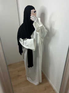 Abaya effet lin - Blanc