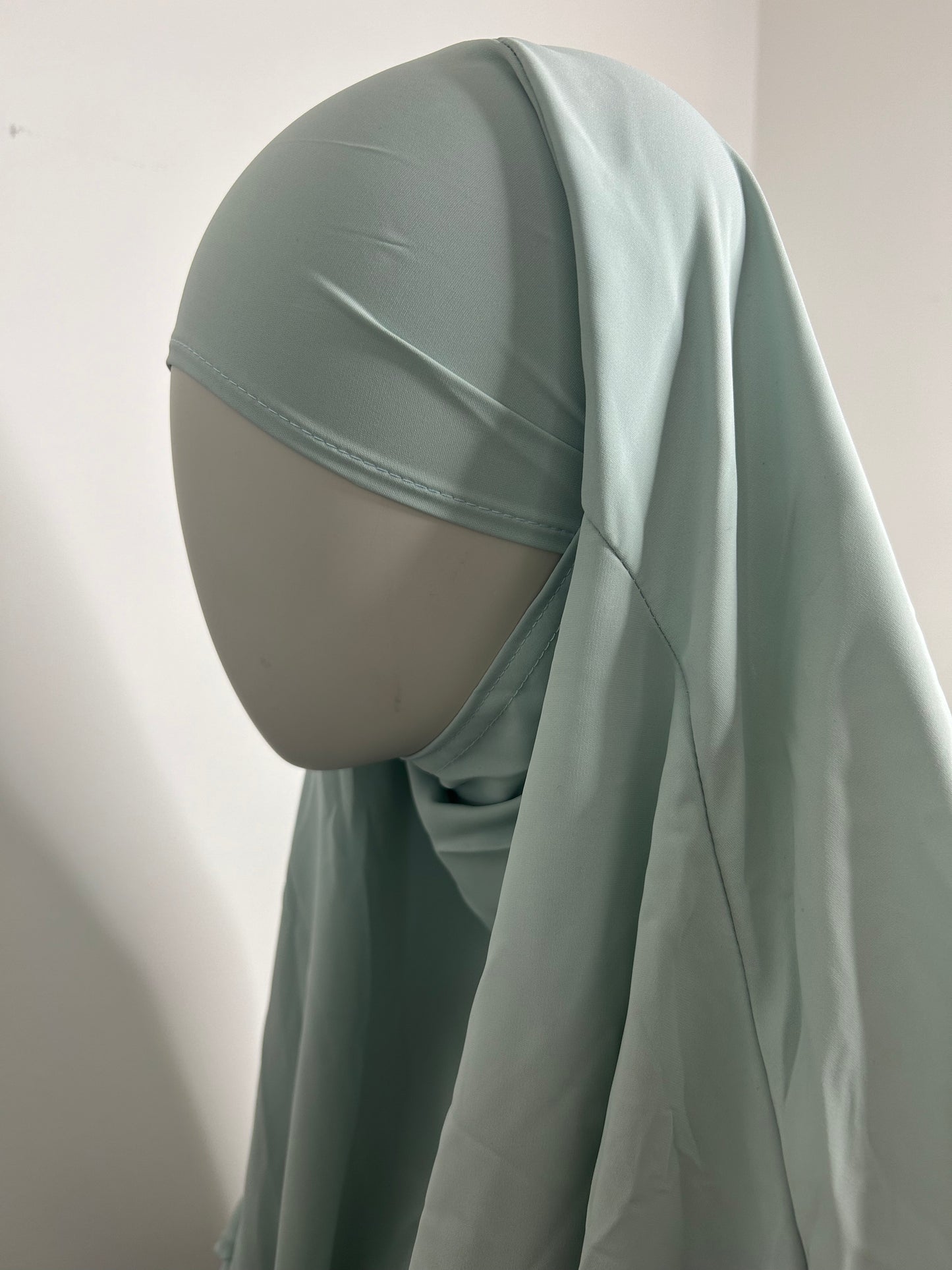 Khimar long en Soie de Médine - Vert d’eau