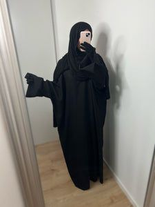 Abaya effet lin - Noir