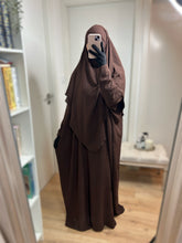 Charger l&#39;image dans la galerie, Ensemble Abaya Khimar en Jazz - Marron