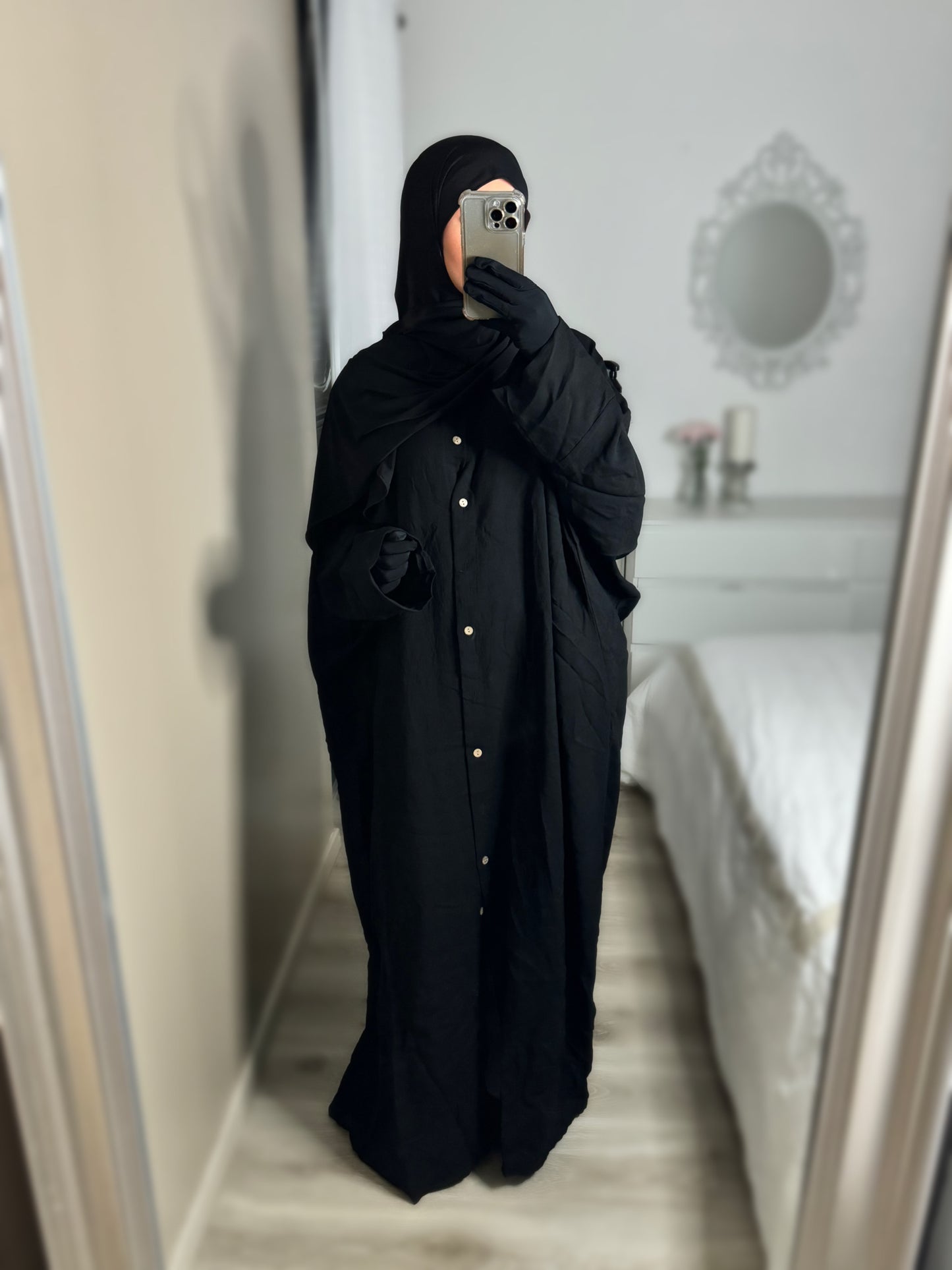 Abaya chemise Lin - Noir