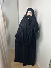 Charger l&#39;image dans la galerie, Ensemble abaya + khimar avec volants - Noir