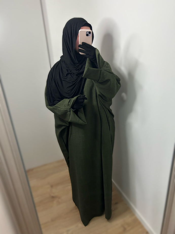 Abaya effet lin - Kaki