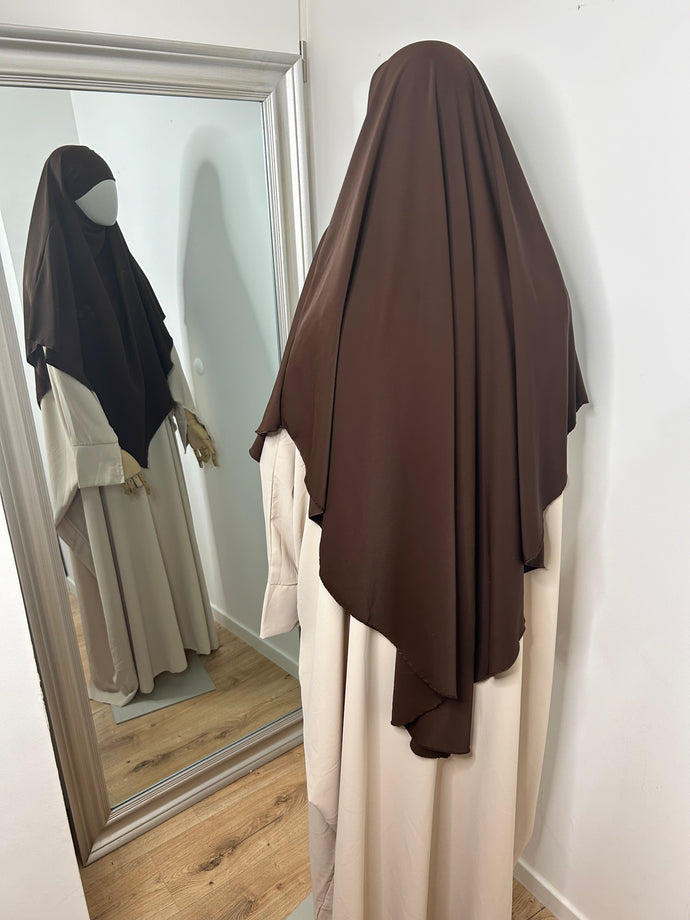 Khimar long en Soie de Médine - Marron