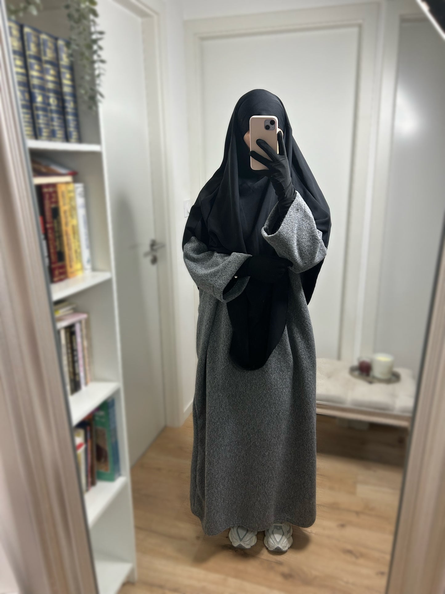 Robe pull en velour - Gris