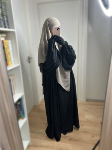 Abaya manches ballons en Jazz - Noir