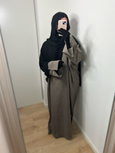 Abaya effet lin - Taupe