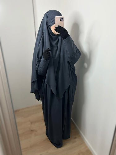 Ensemble Abaya Khimar en Jazz - Gris foncé