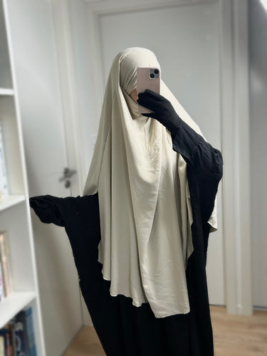 Khimar à fentes en Soie de Médine - Beige