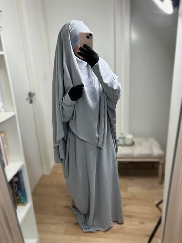 Ensemble Abaya Khimar en Jazz - Gris