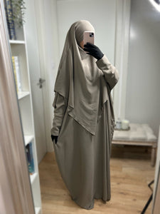 Ensemble Abaya Khimar en Jazz - Taupe