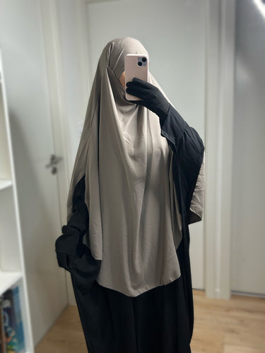 Khimar à fentes en Soie de Médine - Taupe