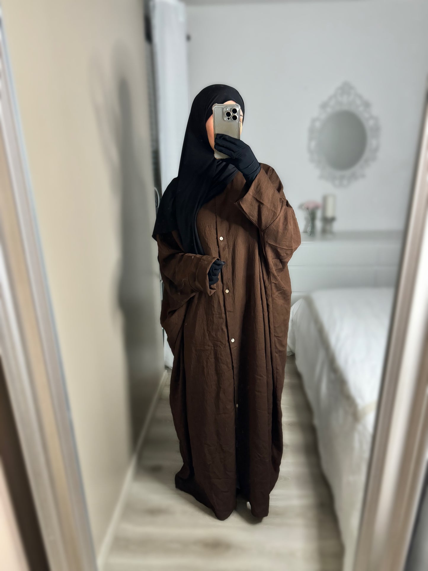 Abaya chemise Lin - Marron