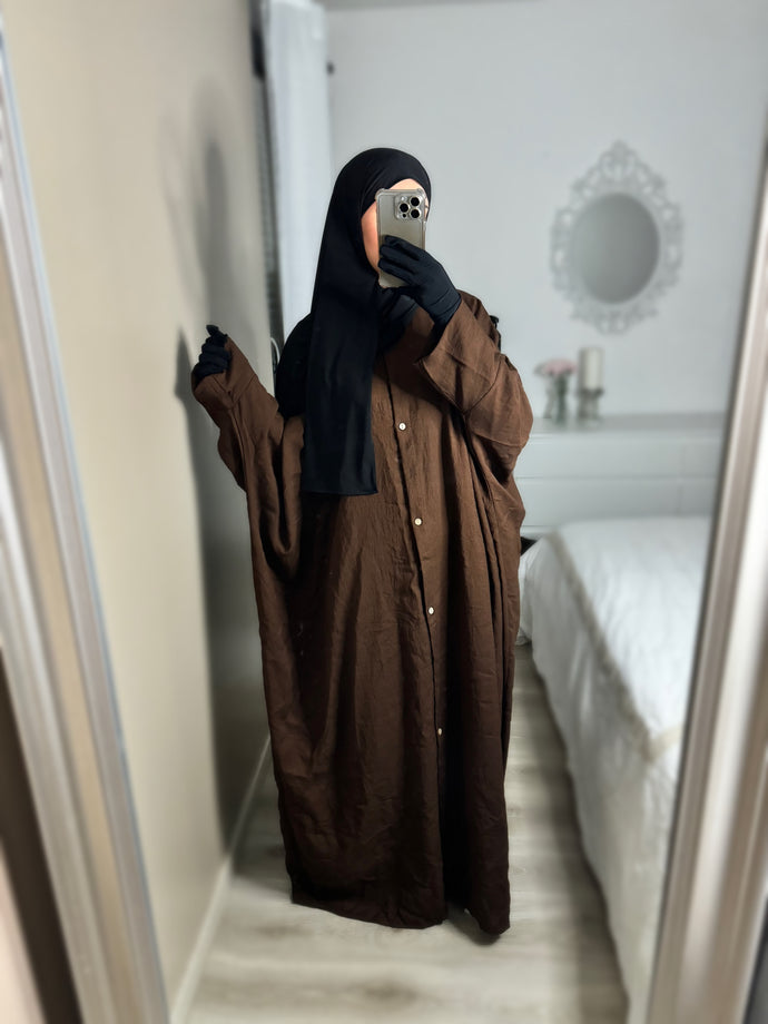 Abaya chemise Lin - Marron