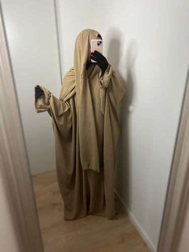 Abaya voile intégré papillon en Jazz - Camel