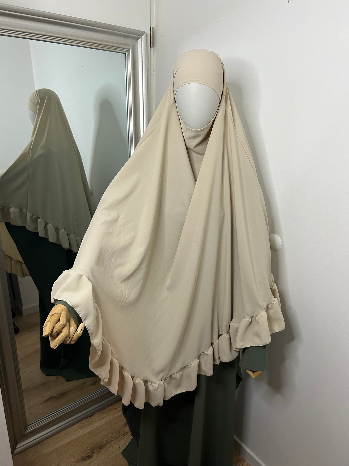 Khimar à volants Soie de Médine - Beige