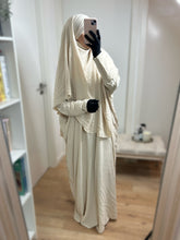 Afbeelding in Gallery-weergave laden, Ensemble Abaya Khimar en Jazz - Beige crème