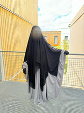 Afbeelding in Gallery-weergave laden, Khimar Sittar bi-couleur Juwayriya - Noir